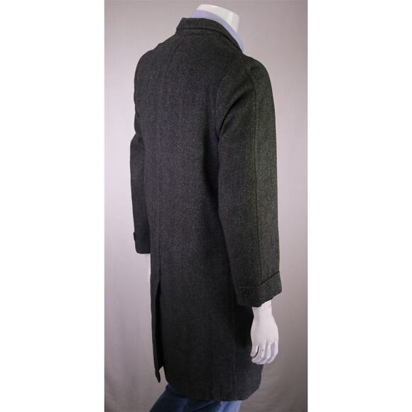 Vtg 1960's Gray Herringbone Tweed 3/4 Length Wool Overcoat 40R - Picture 6 of 8